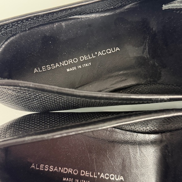 Alessandro Dell'Acqua Textured Black Loafers with Silver Accent 45 12 - Picture 3 of 6